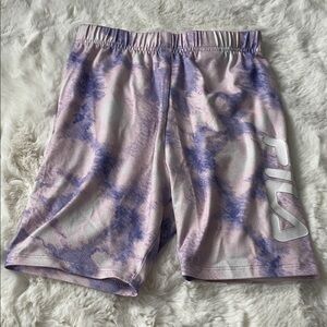 Fila Lavender and White Tie-Dye Shorts